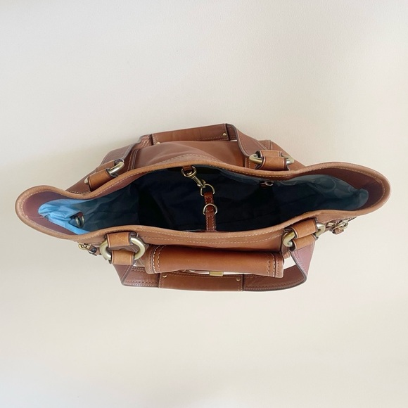 Coach Gigi Tote Bag Vintage Leather Turn Lock Carryall Casual Classic Tan F12888 - Picture 9 of 16